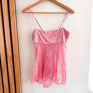 Vintage Victoria's Secret 2000s Light Pink Satin and Lace Babydoll Lingerie